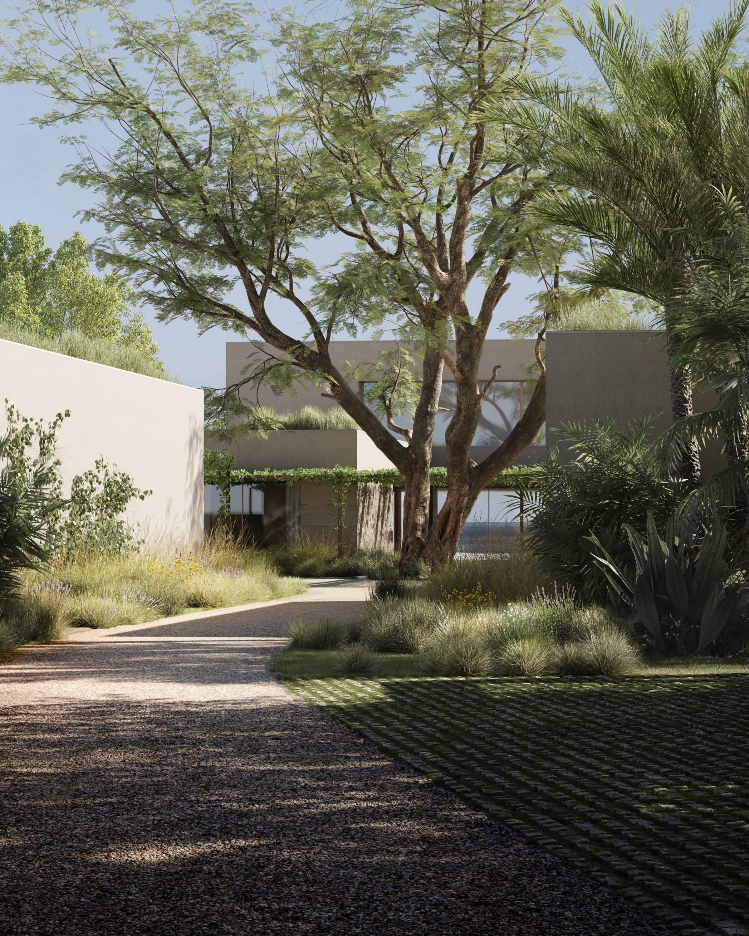Beach House — exterior, stepped terraces facing the beach