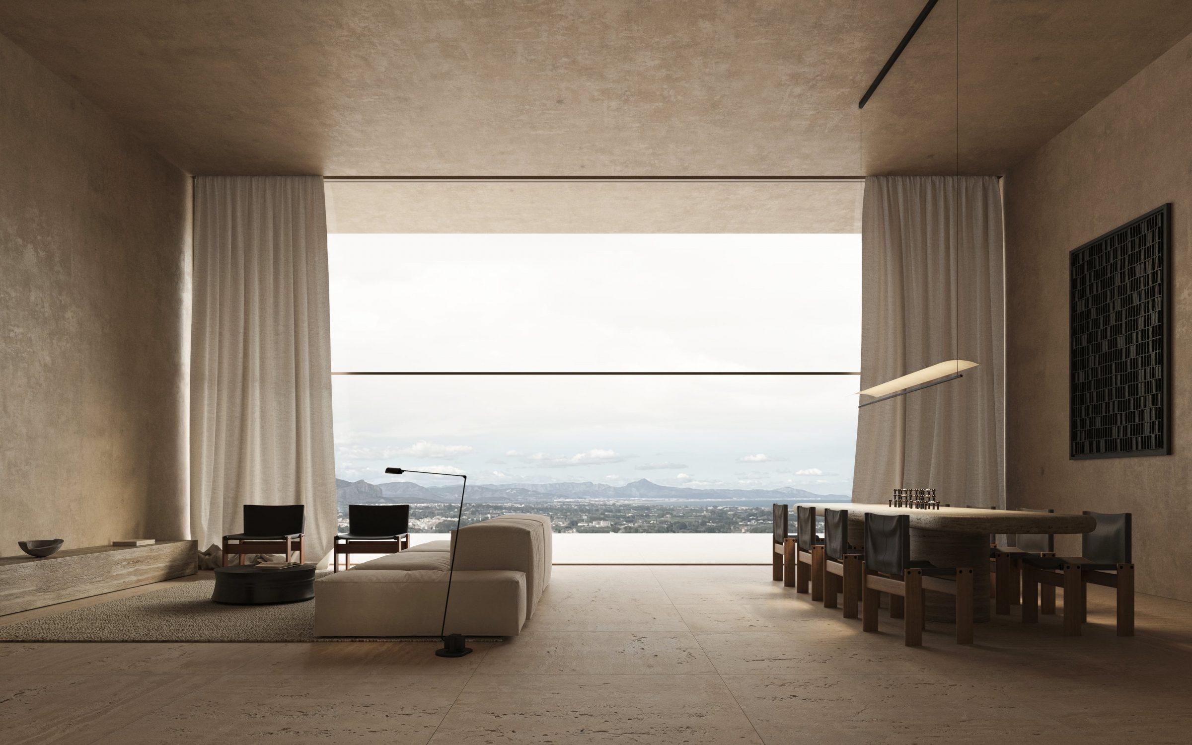 La Pedrera House — main living area with horizontal opening framing the landscape