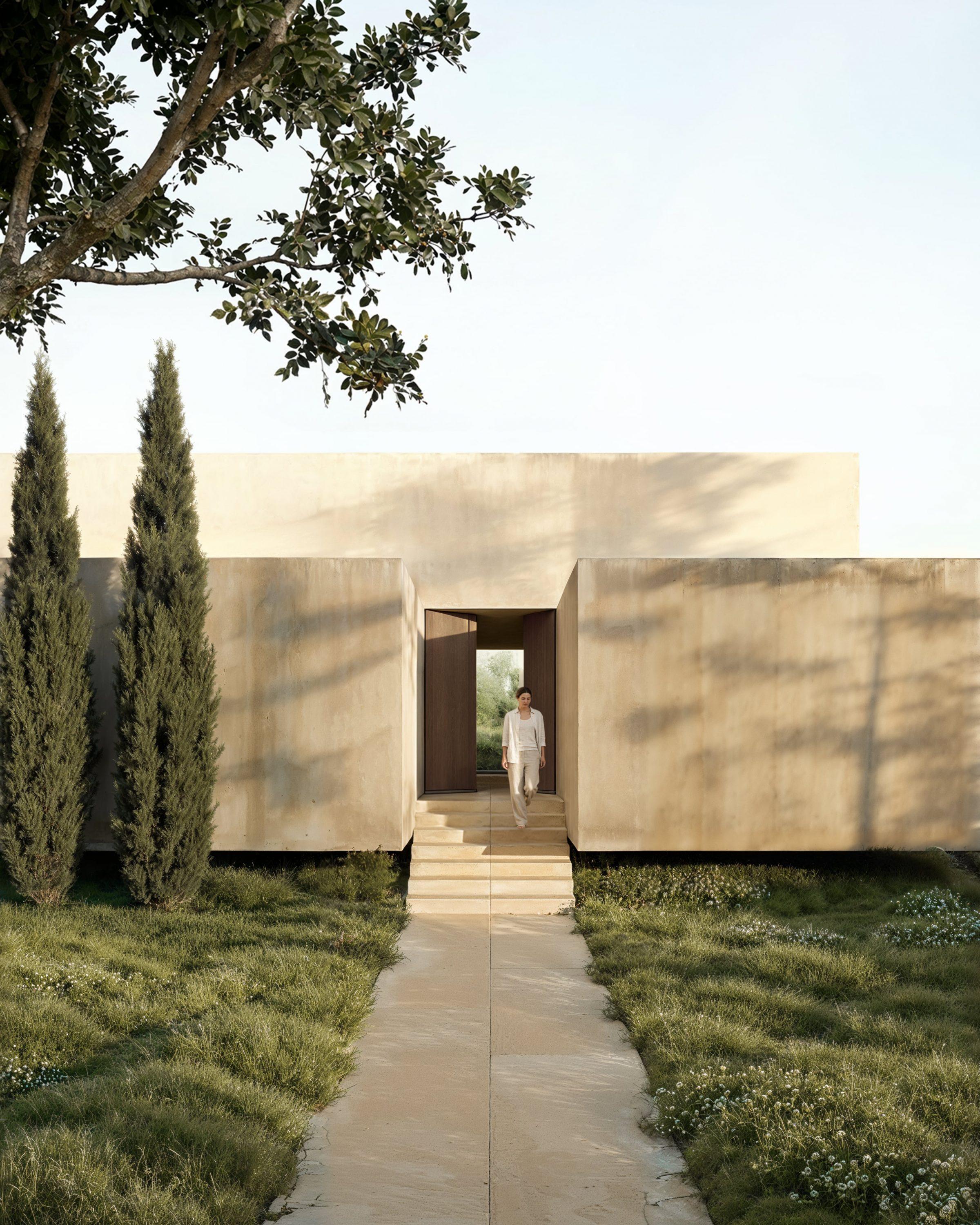 Montevida House — exterior, volumes overhanging the embankment