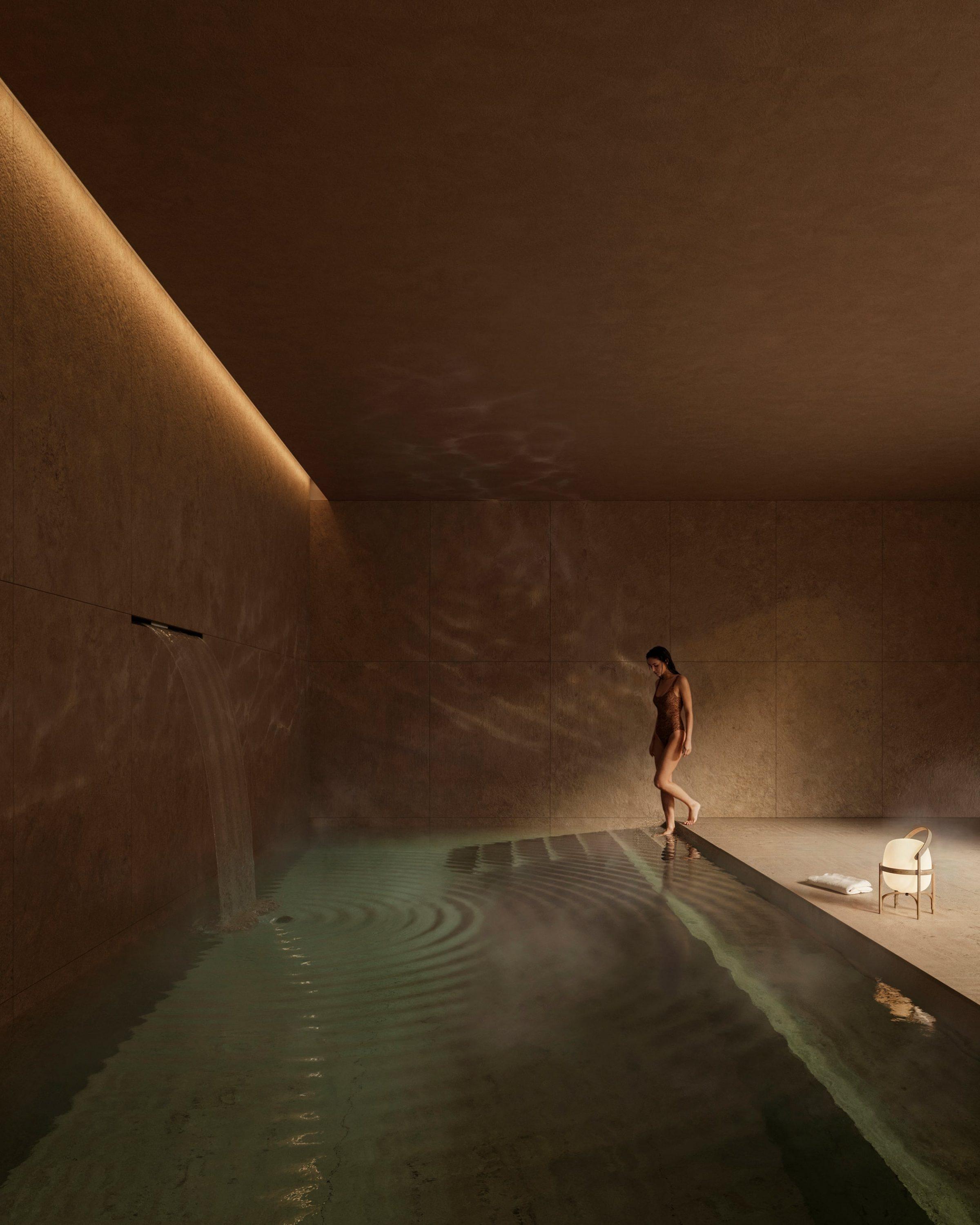 Moraleja CN6 House, the semi-buried indoor pool, with daylight and ventilation despite its lower position