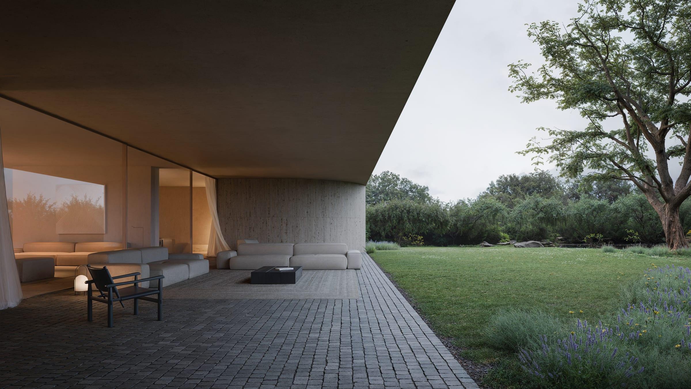 Moraleja CH40 House — covered porch within the central opening