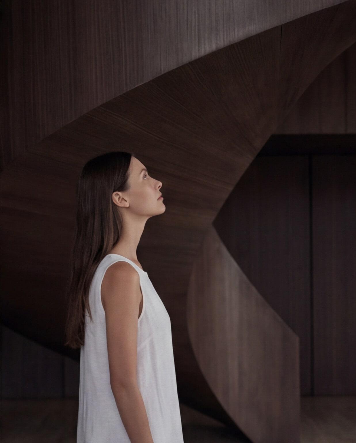 El Gouna House — the helical stair holding the centre of the hall