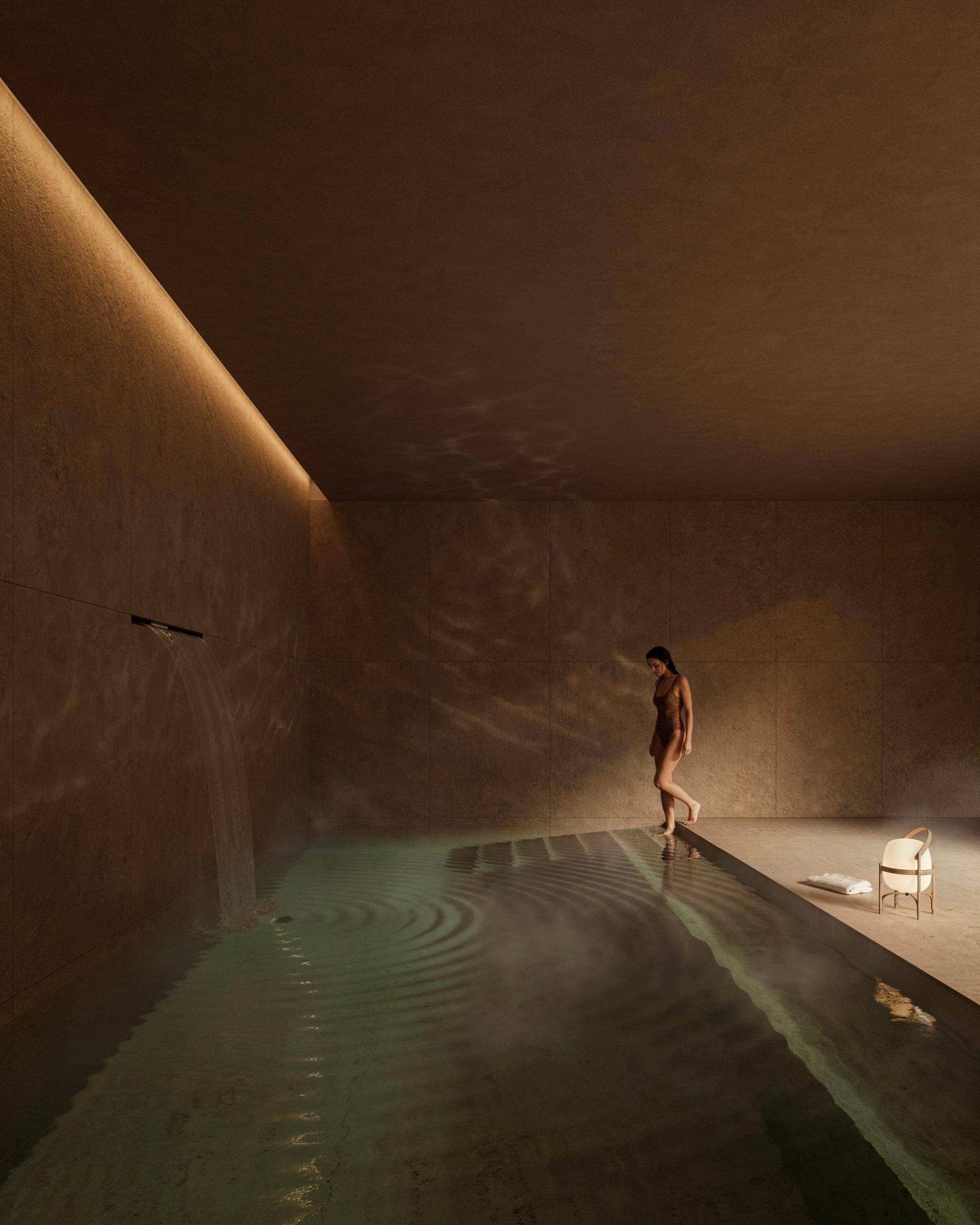Moraleja CN6 House, the indoor pool on the semi-buried lower level, La Moraleja, Madrid