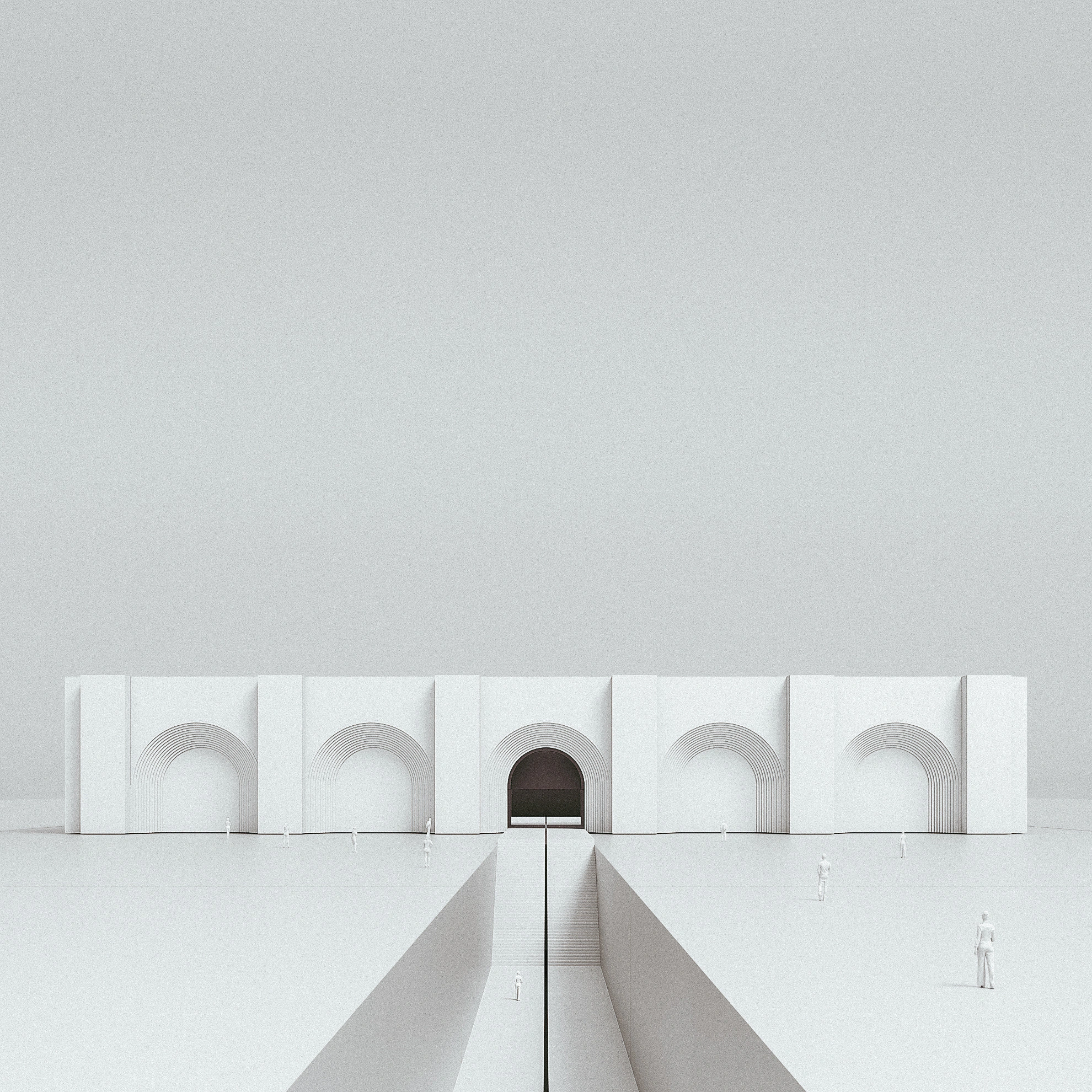Museum of Contemporary Art, Saudi Arabia — study model, the symmetrical front on the axis between two walls